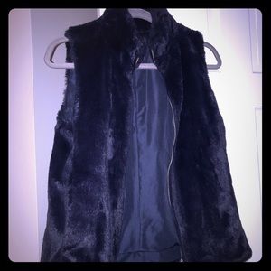 Navy blue faux fur vest